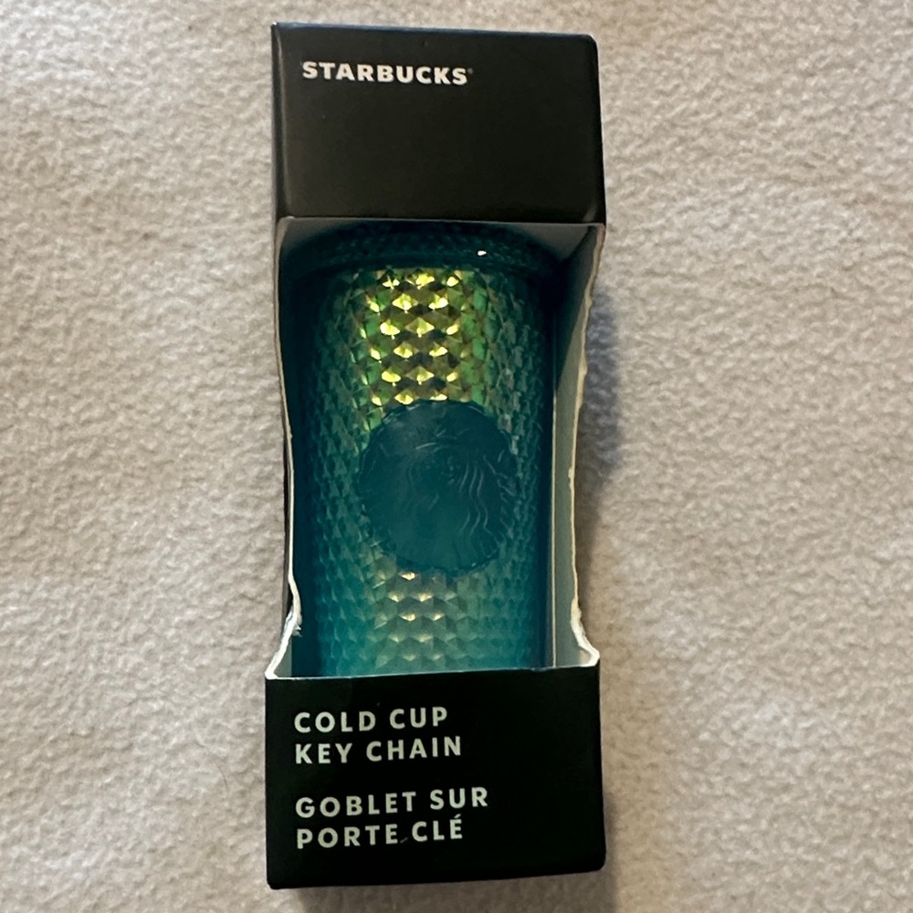 Starbucks Teal Iridescent Studded Cold Cup Key Chain
